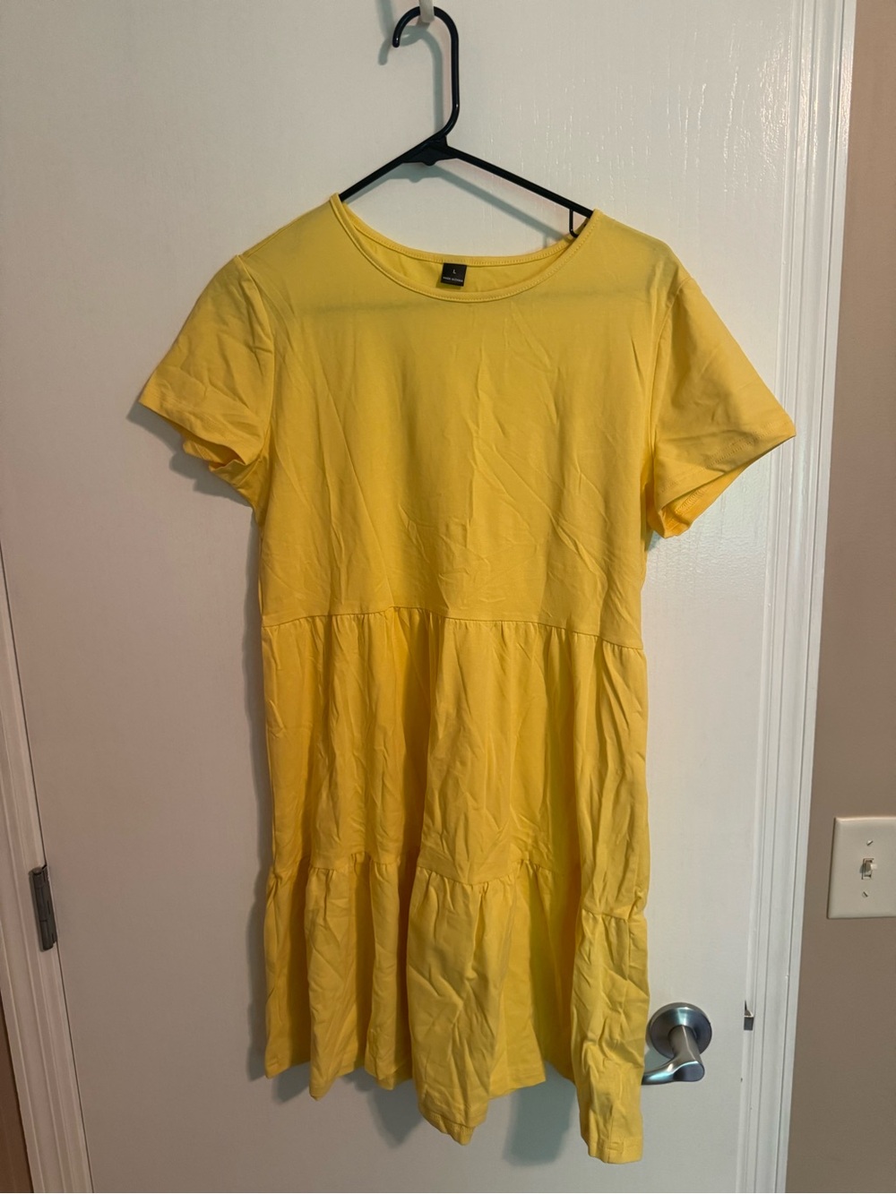 Bright Yellow Tiered Short Sleeve Dress